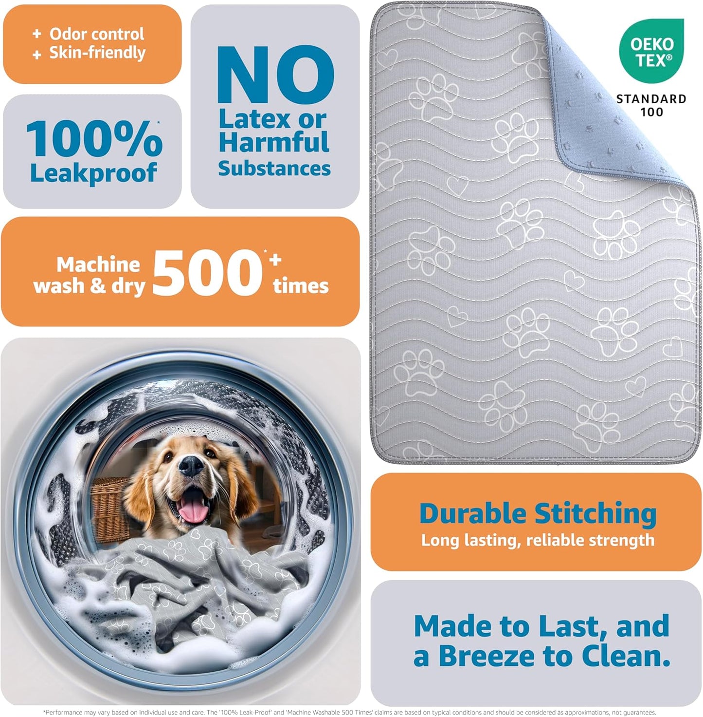 ® Reusable Puppy Pad – Waterproof, Extra-Absorbent, Washable Pee Pad for Dog Training, Whelping, & More – Protect Your Floors & Pet with Quick-Drying Potty Pad. 2 Pack - 36"X 41"